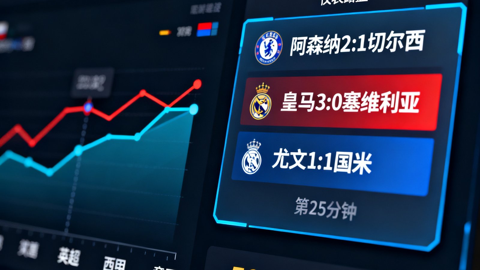 蚂蚁体育平台实时数据仪表盘界面，展示多联赛比赛走势图表与实时比分数据面板，设计风格现代简洁，以深色数据面板搭配亮色数据高亮